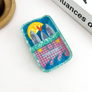 Sardine Can Hair Claw Clip, Creative Fish Tin Hair Clip - Abigail Fox Designs Nantucket