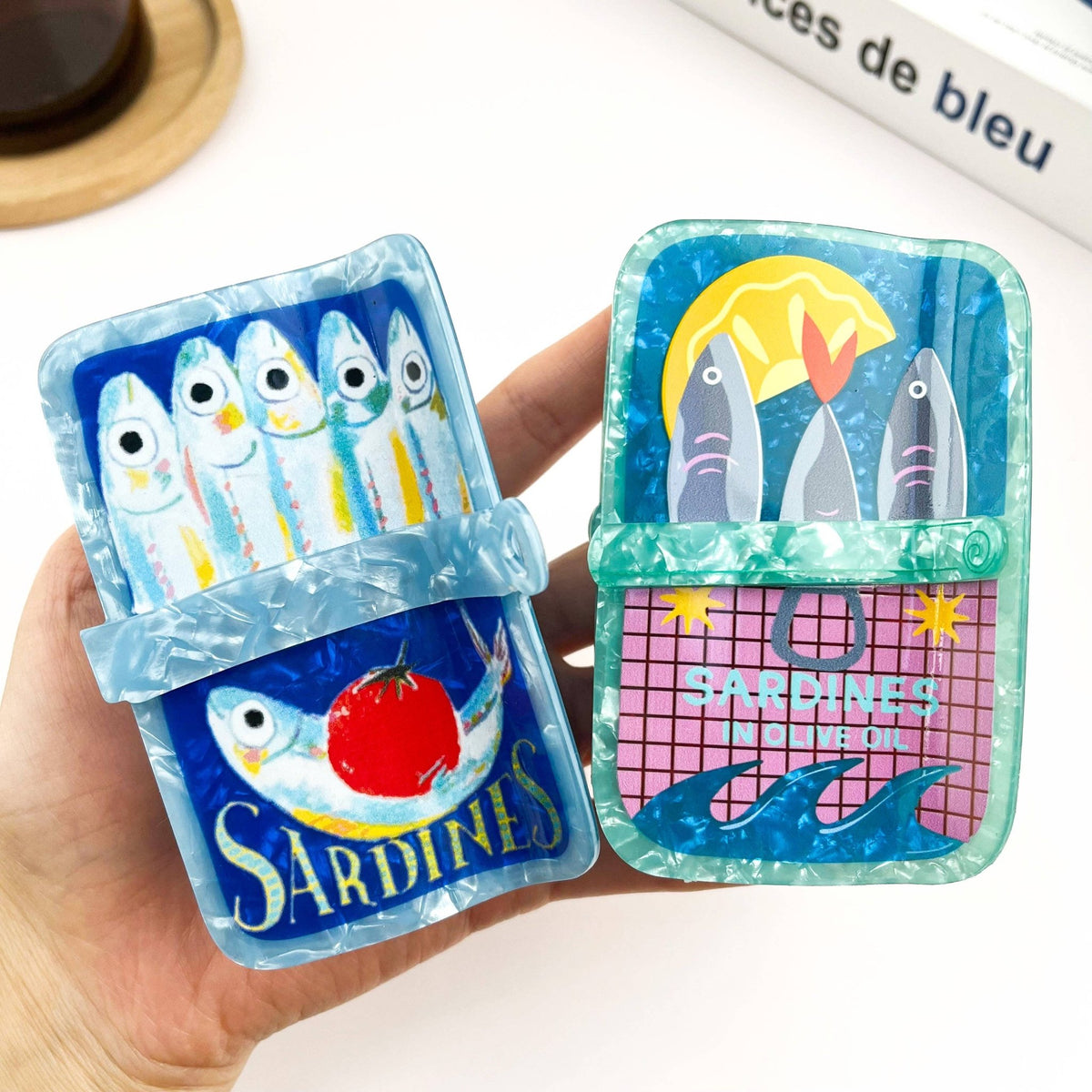Sardine Can Hair Claw Clip, Creative Fish Tin Hair Clip - Abigail Fox Designs Nantucket
