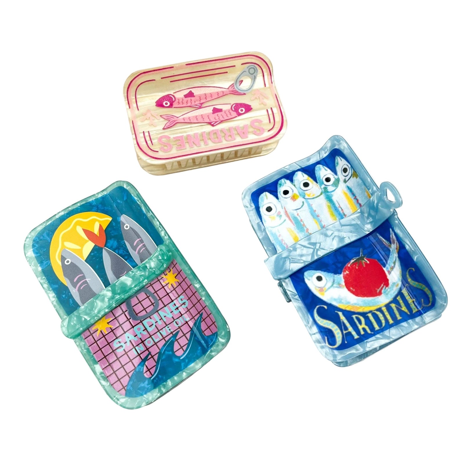 Sardine Can Hair Claw Clip, Creative Fish Tin Hair Clip - Abigail Fox Designs Nantucket
