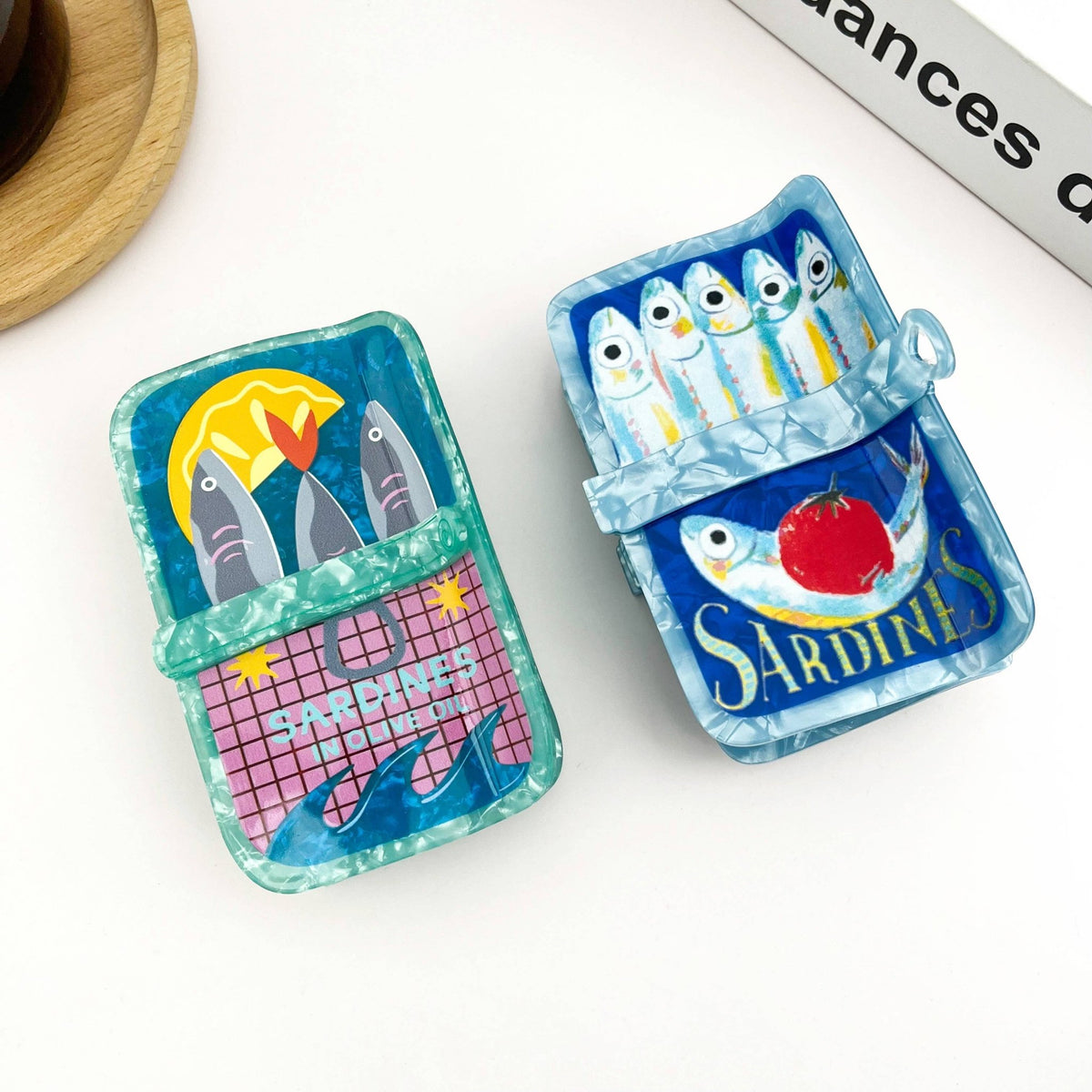 Sardine Can Hair Claw Clip, Creative Fish Tin Hair Clip - Abigail Fox Designs Nantucket