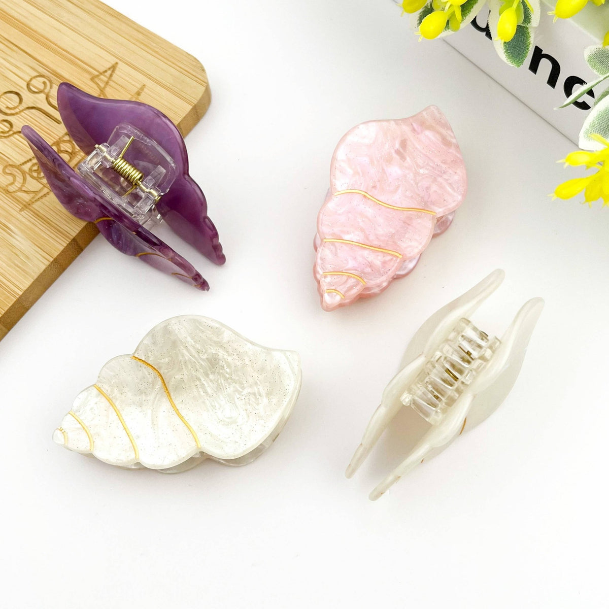 Seashell Claw Clip, Elegant Coastal-Inspired Hair Accessory - Abigail Fox Designs Nantucket
