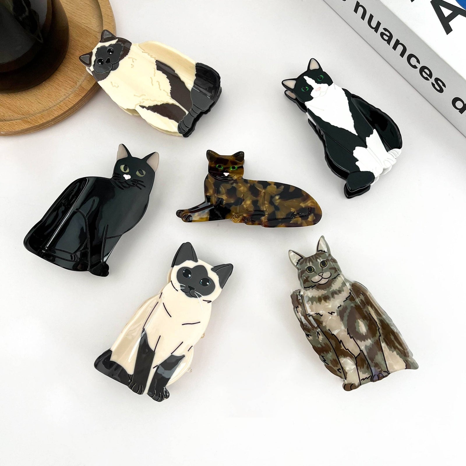 Sitting Cat Hair Claw Clip Collection, Animal Hair Clip - Abigail Fox Designs Nantucket