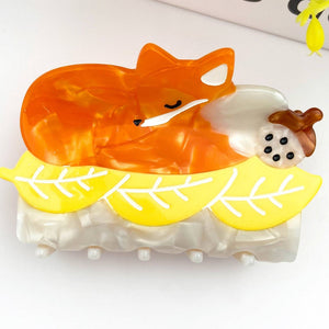 Sleeping Orange Fox Claw Clip - Abigail Fox Designs Nantucket