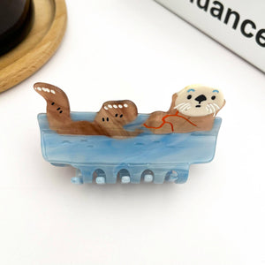 Sleeping Otter Claw Clip, Animal Hair Clip - Abigail Fox Designs Nantucket