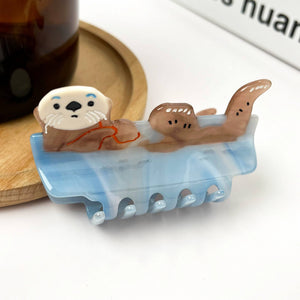 Sleeping Otter Claw Clip, Animal Hair Clip - Abigail Fox Designs Nantucket
