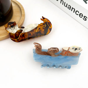 Sleeping Otter Claw Clip, Animal Hair Clip - Abigail Fox Designs Nantucket