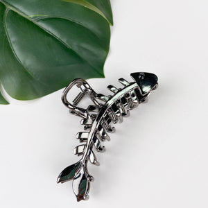 Stylish Metal Fishbone Shaped Minimalistic Grip Clip 3.9" - Abigail Fox Designs Nantucket