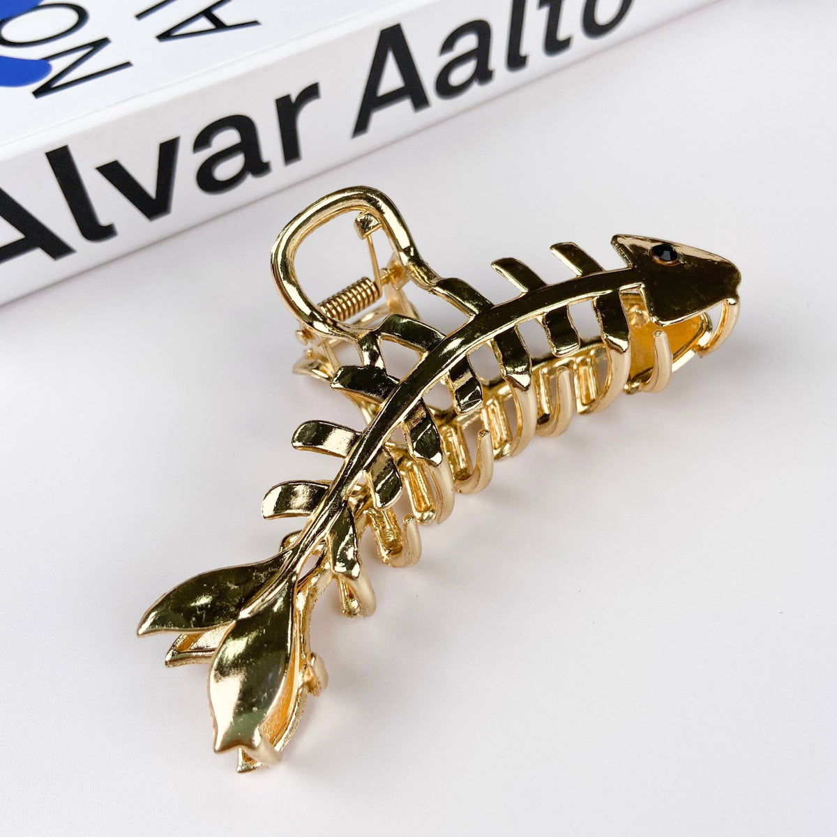 Stylish Metal Fishbone Shaped Minimalistic Grip Clip 3.9" - Abigail Fox Designs Nantucket