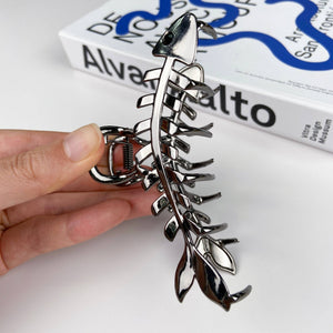 Stylish Metal Fishbone Shaped Minimalistic Grip Clip 3.9" - Abigail Fox Designs Nantucket