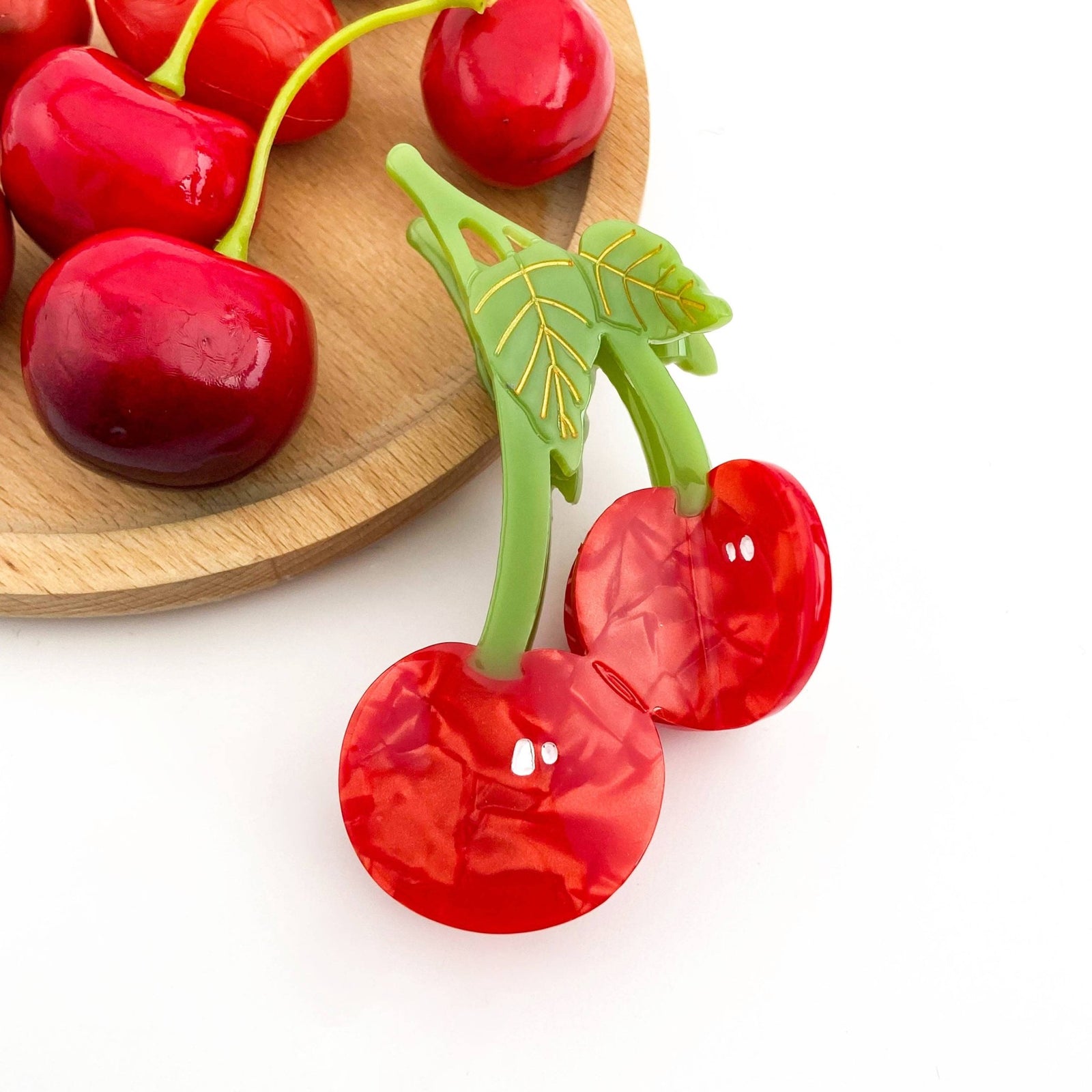 Sweet Red Cherry Claw Clip, Twin Cherries Hair Clip - Abigail Fox Designs Nantucket
