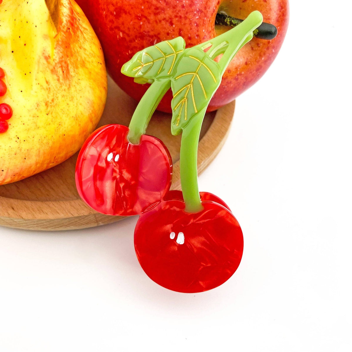 Sweet Red Cherry Claw Clip, Twin Cherries Hair Clip - Abigail Fox Designs Nantucket