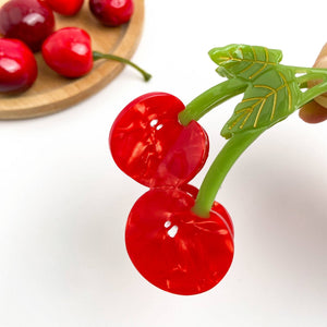 Sweet Red Cherry Claw Clip, Twin Cherries Hair Clip - Abigail Fox Designs Nantucket
