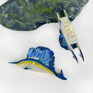 Swordfish Hair Clip,Marine Animal Claw Clip - Abigail Fox Designs Nantucket
