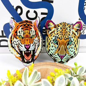 Tiger Head Hair Claw Clip, Cheetah Head Hair Clip - Abigail Fox Designs Nantucket