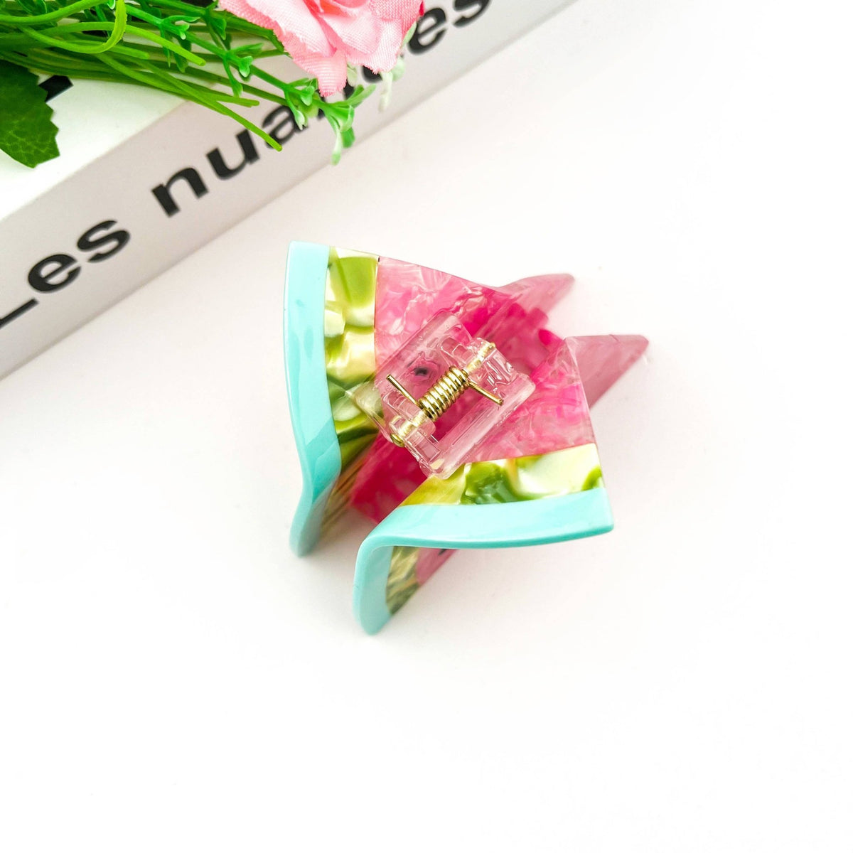 Triangular Watermelon Claw Clip, Acetate Fruit Hair Clip - Abigail Fox Designs Nantucket