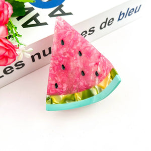 Triangular Watermelon Claw Clip, Acetate Fruit Hair Clip - Abigail Fox Designs Nantucket