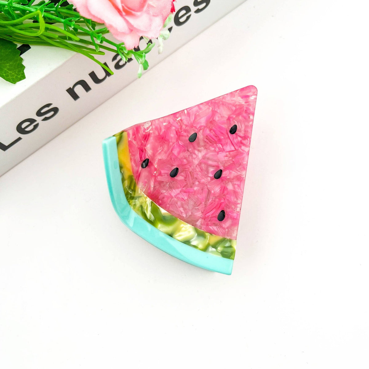Triangular Watermelon Claw Clip, Acetate Fruit Hair Clip - Abigail Fox Designs Nantucket