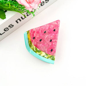 Triangular Watermelon Claw Clip, Acetate Fruit Hair Clip - Abigail Fox Designs Nantucket