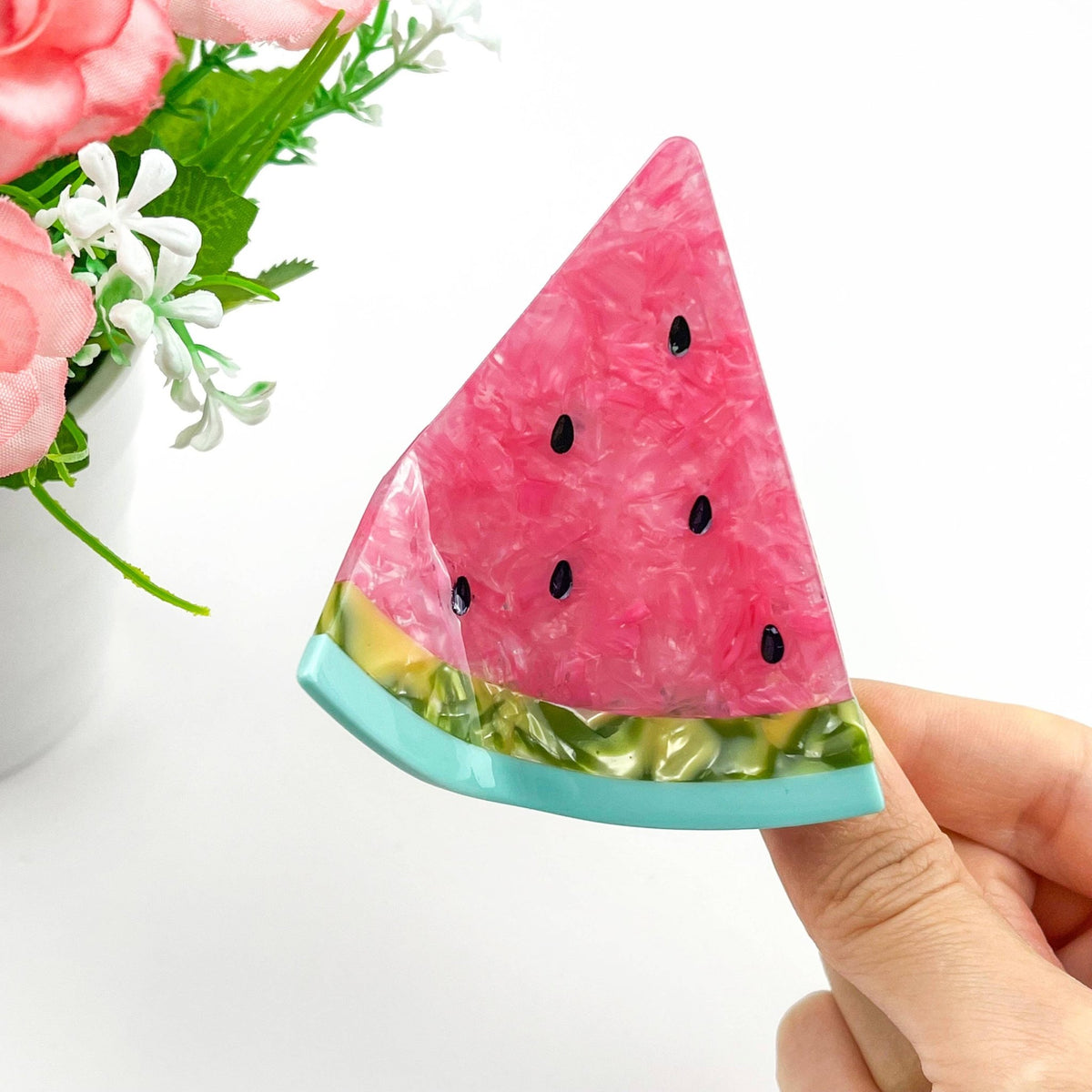 Triangular Watermelon Claw Clip, Acetate Fruit Hair Clip - Abigail Fox Designs Nantucket