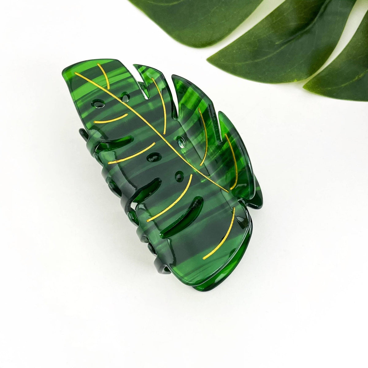Tropical Monstera Leaf Hair Claw Clip - Abigail Fox Designs Nantucket