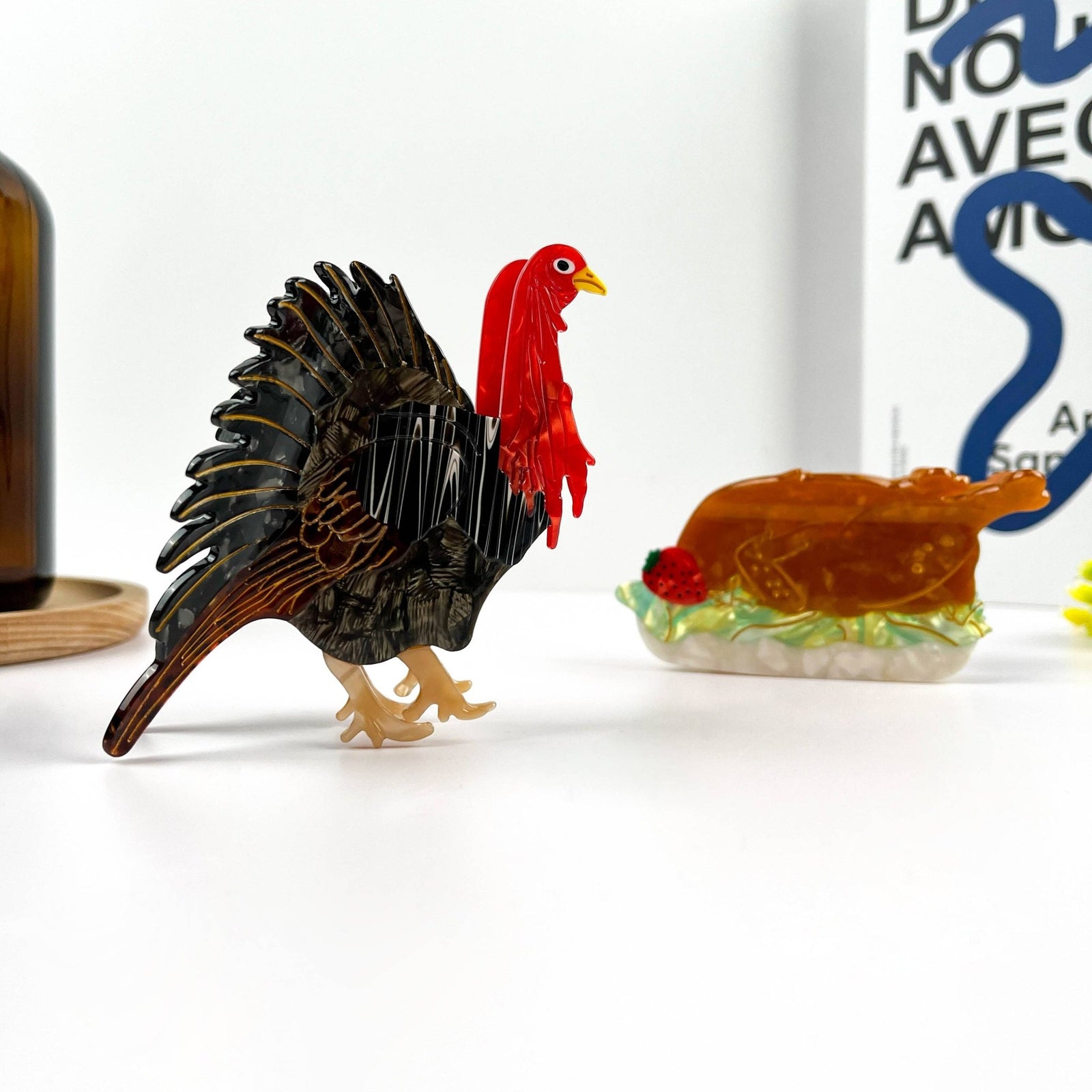 Turkey Roast Chicken Hair Clip,Thanksgiving Gift Claw Clip - Abigail Fox Designs Nantucket