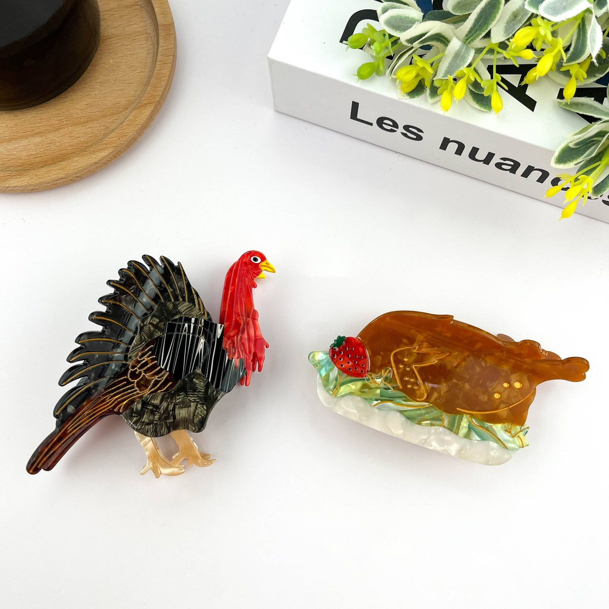 Turkey Roast Chicken Hair Clip,Thanksgiving Gift Claw Clip - Abigail Fox Designs Nantucket