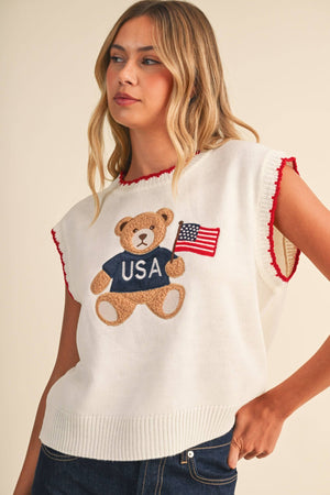USA Flag Teddy Bear Sweater - Abigail Fox Designs Nantucket