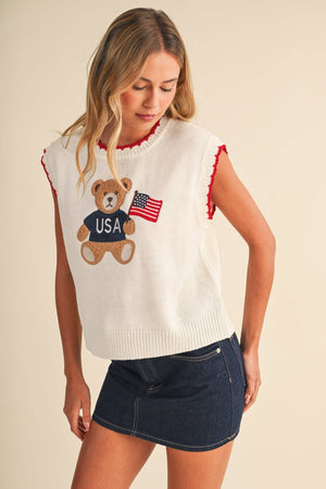 USA Flag Teddy Bear Sweater - Abigail Fox Designs Nantucket