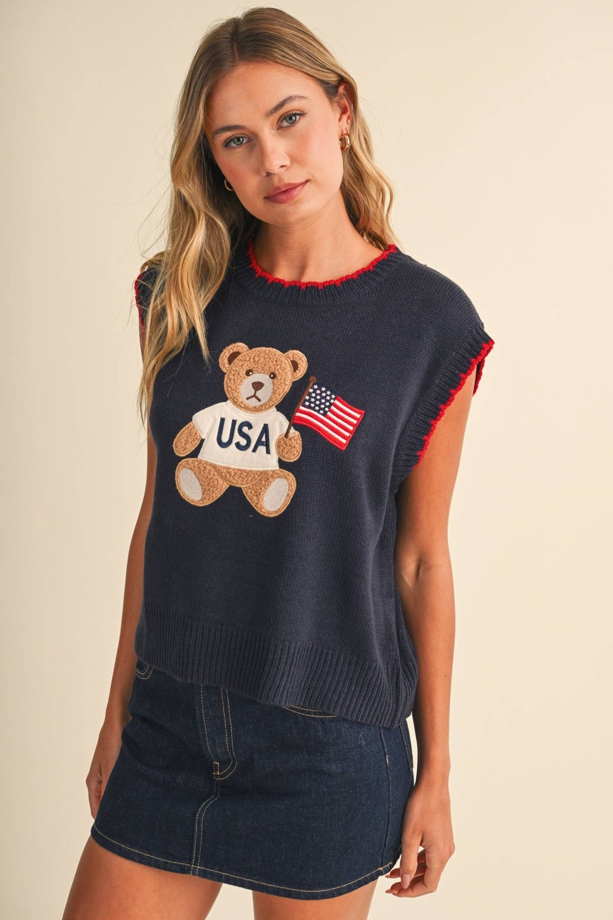 USA Flag Teddy Bear Sweater - Abigail Fox Designs Nantucket