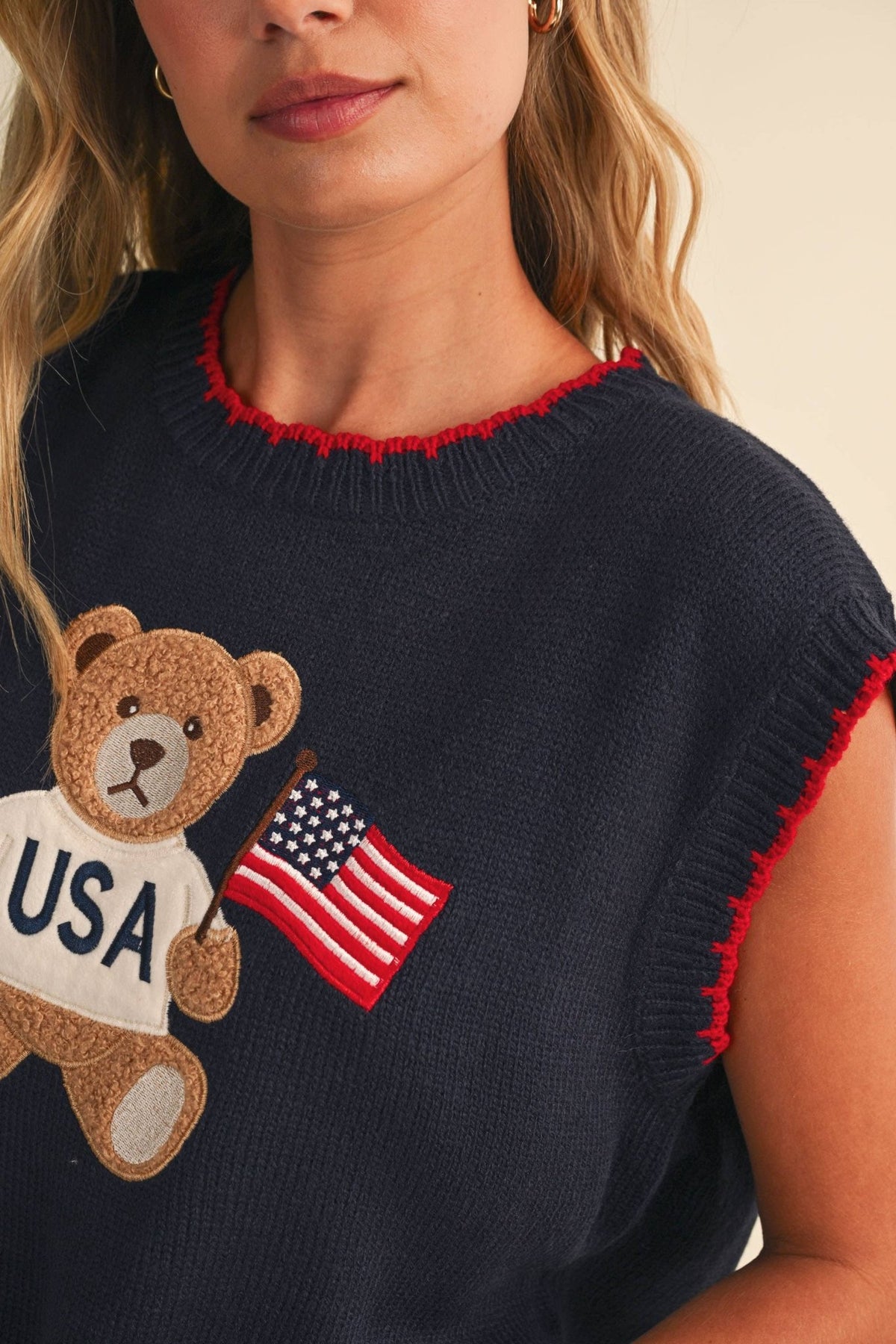 USA Flag Teddy Bear Sweater - Abigail Fox Designs Nantucket