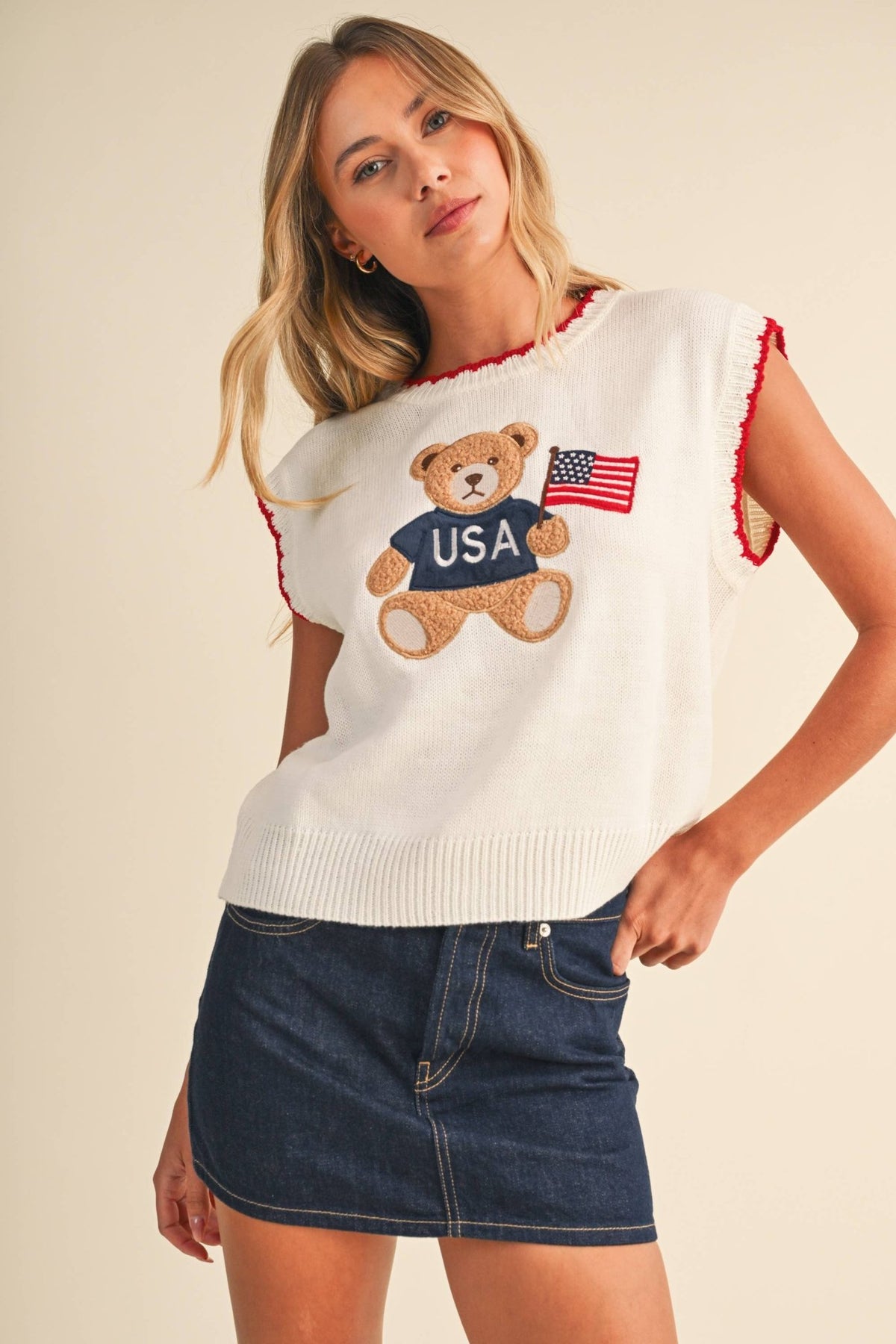 USA Flag Teddy Bear Sweater - Abigail Fox Designs Nantucket