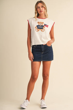 USA Flag Teddy Bear Sweater - Abigail Fox Designs Nantucket