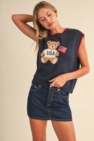 USA Flag Teddy Bear Sweater - Abigail Fox Designs Nantucket