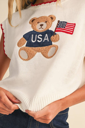 USA Flag Teddy Bear Sweater - Abigail Fox Designs Nantucket
