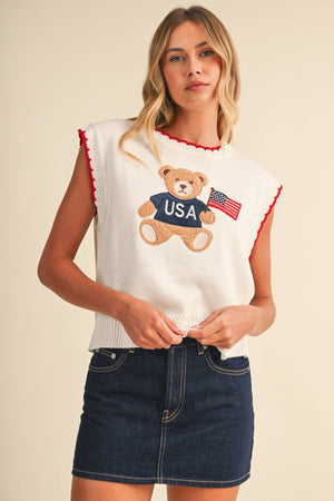 USA Flag Teddy Bear Sweater - Abigail Fox Designs Nantucket