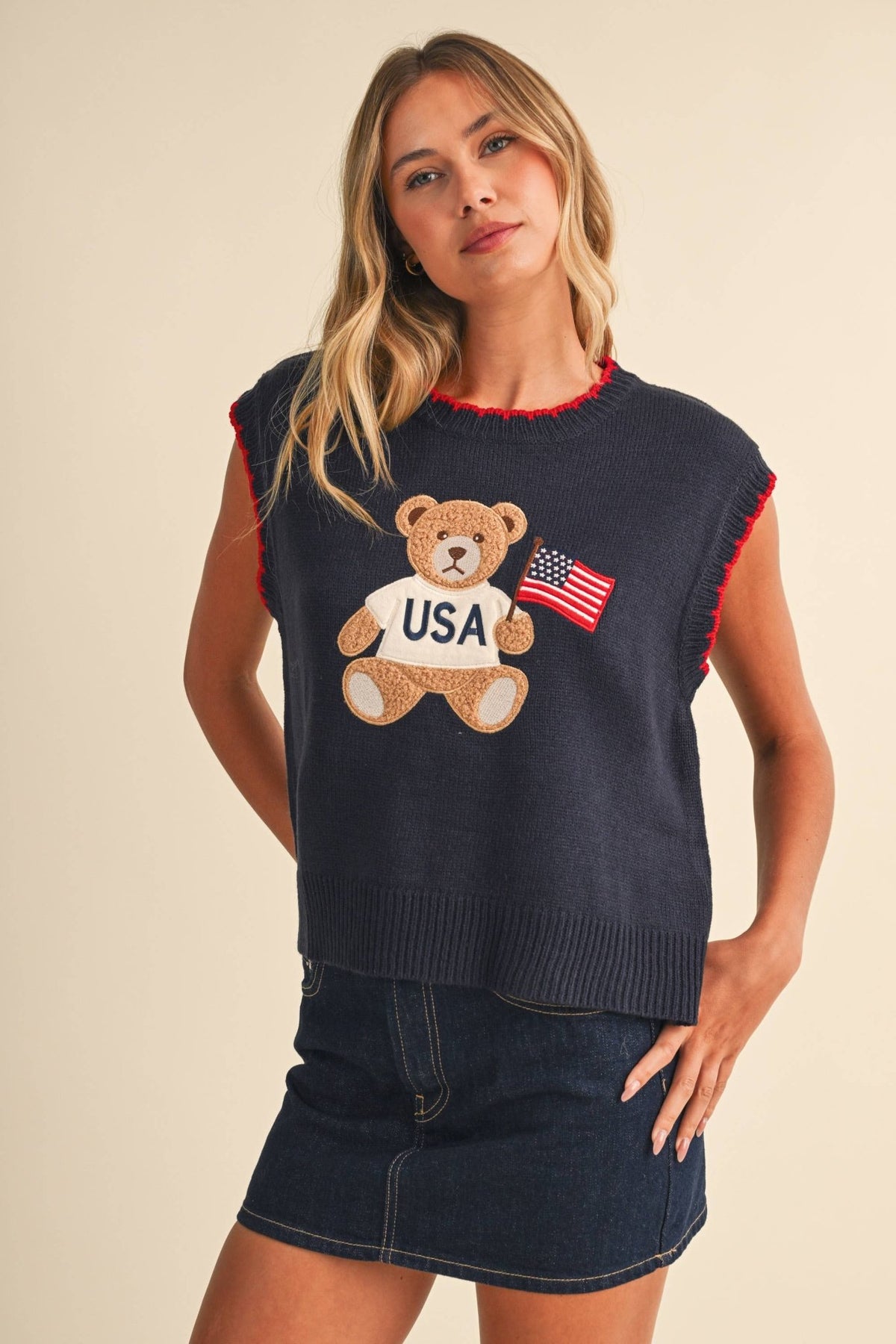 USA Flag Teddy Bear Sweater - Abigail Fox Designs Nantucket