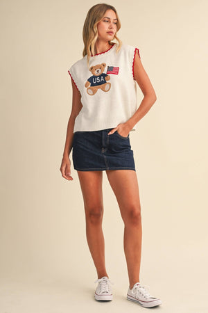 USA Flag Teddy Bear Sweater - Abigail Fox Designs Nantucket