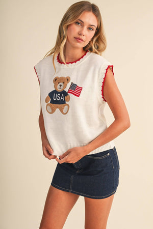 USA Flag Teddy Bear Sweater - Abigail Fox Designs Nantucket