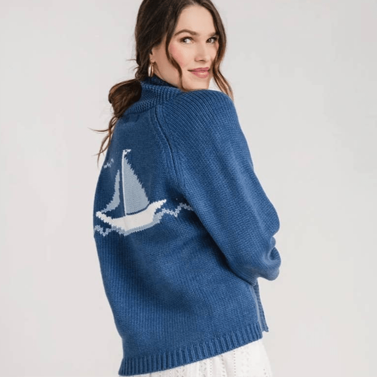 Varsity Chunky Sailboat Cardigan - Abigail Fox Designs Nantucket