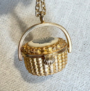 Vintage Gold - Tone Nantucket Basket Charm Necklace, Large Scallop Shell - Abigail Fox Designs Nantucket