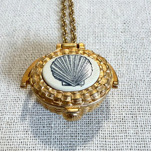 Vintage Gold - Tone Nantucket Basket Charm Necklace, Large Scallop Shell - Abigail Fox Designs Nantucket