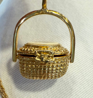 Vintage Gold - Tone Nantucket Basket Charm, Small Light House and Tall Ship Scene - Abigail Fox Designs Nantucket