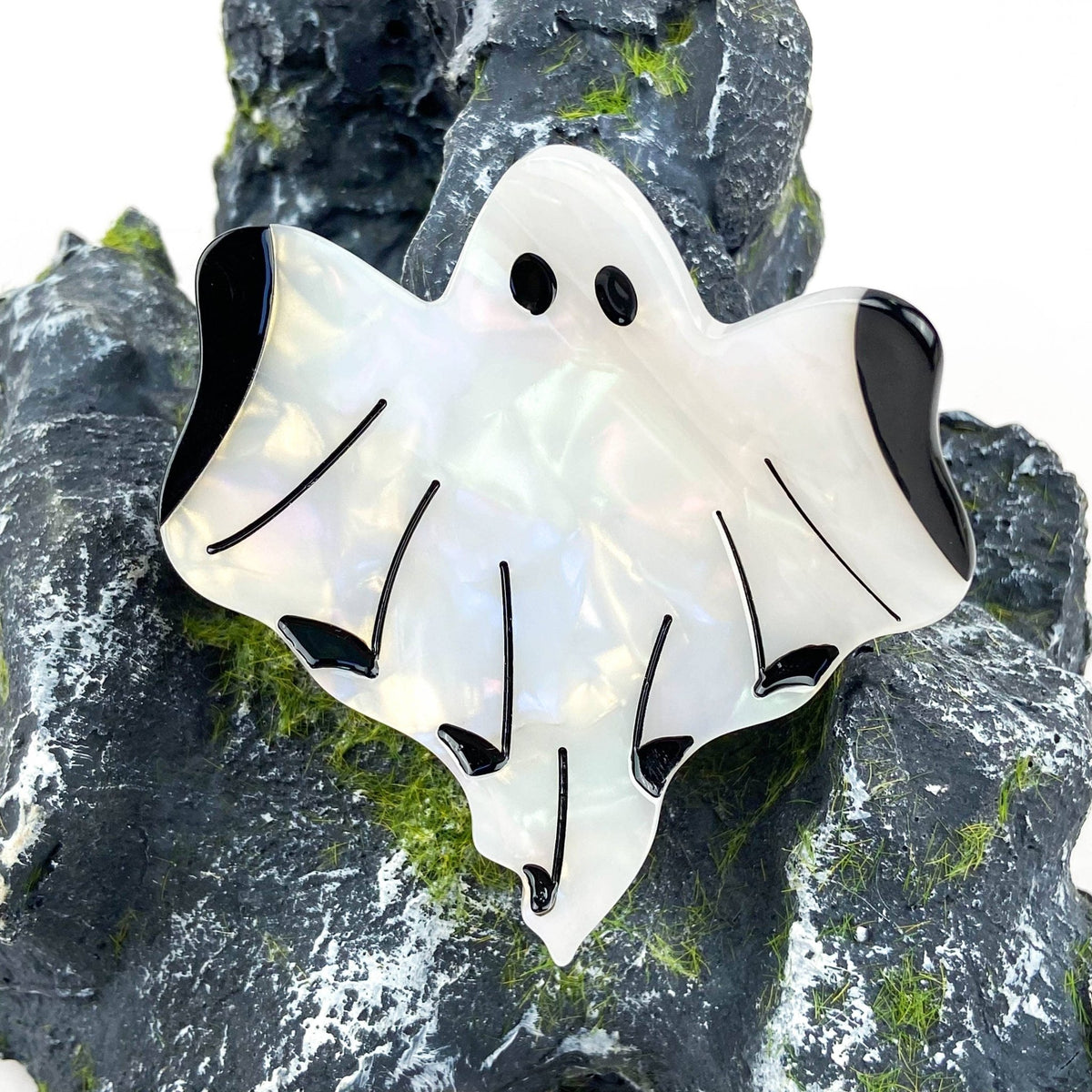 White Ghost Hair Claw Clip, Cute Halloween Hair Clip - Abigail Fox Designs Nantucket