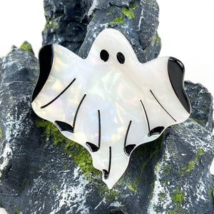 White Ghost Hair Claw Clip, Cute Halloween Hair Clip - Abigail Fox Designs Nantucket
