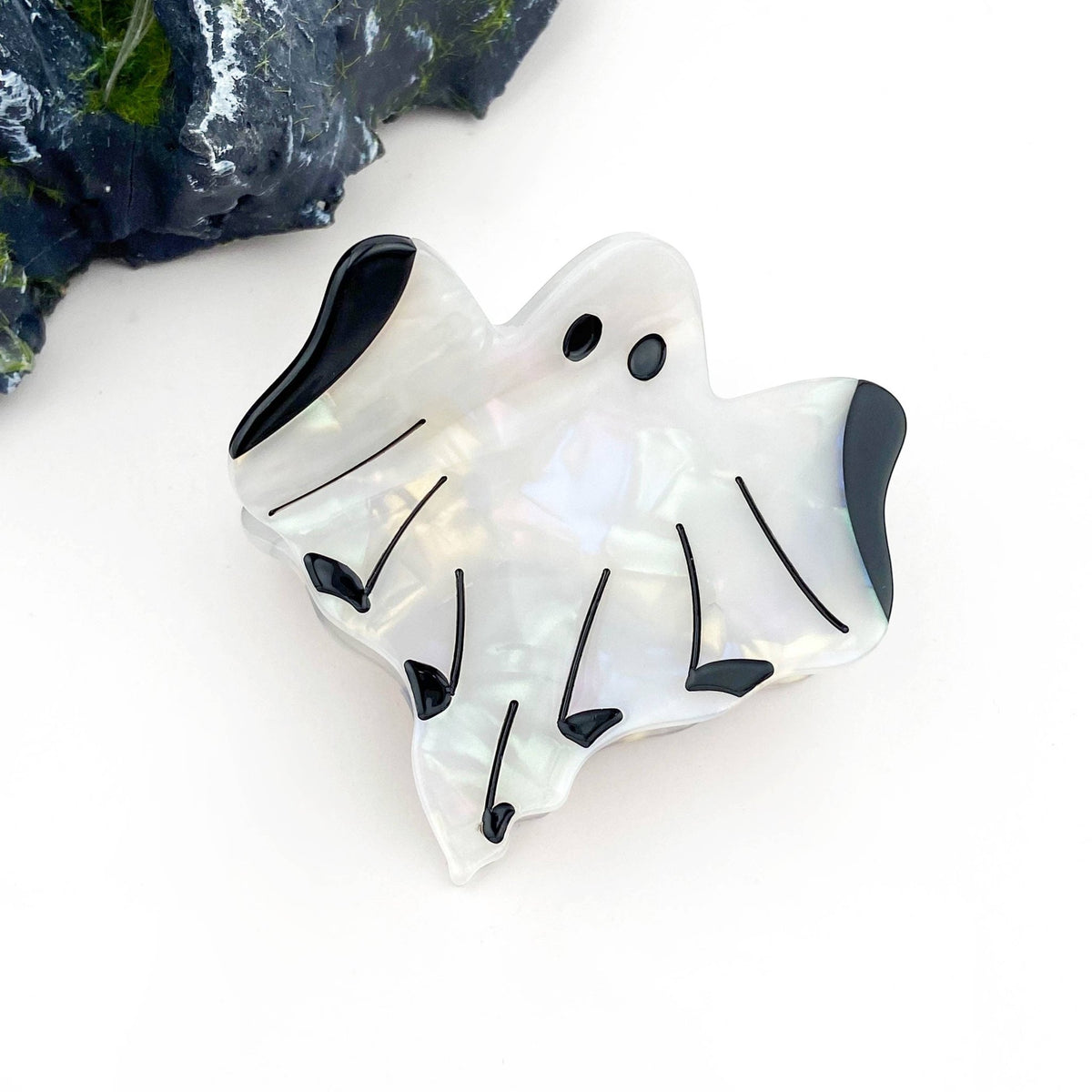 White Ghost Hair Claw Clip, Cute Halloween Hair Clip - Abigail Fox Designs Nantucket