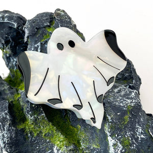 White Ghost Hair Claw Clip, Cute Halloween Hair Clip - Abigail Fox Designs Nantucket