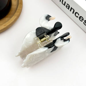 White Swan Acetate Hair Claw with Black Bow - Abigail Fox Designs Nantucket