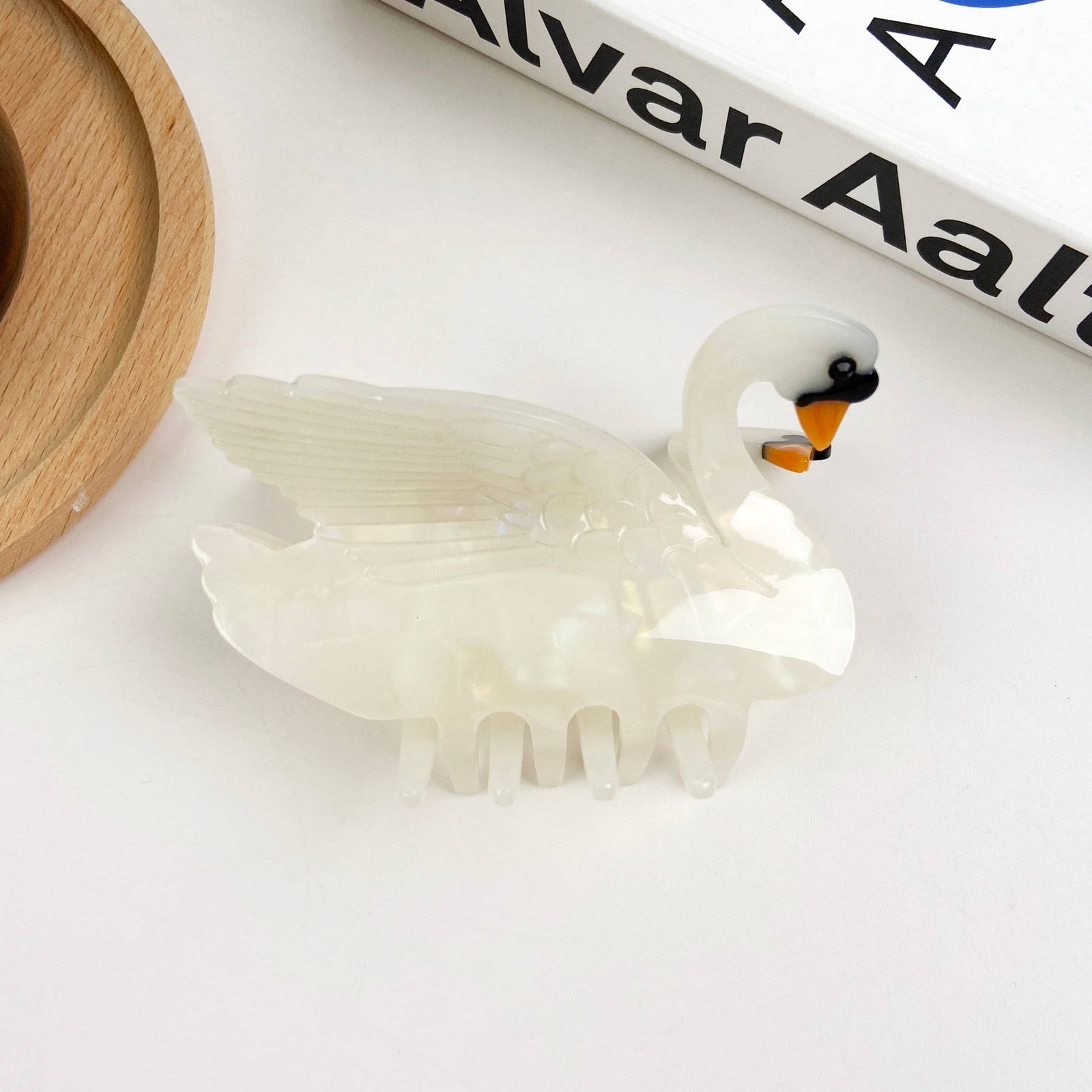 White Swan Hair Clip Acetate Claw Clips - Abigail Fox Designs Nantucket