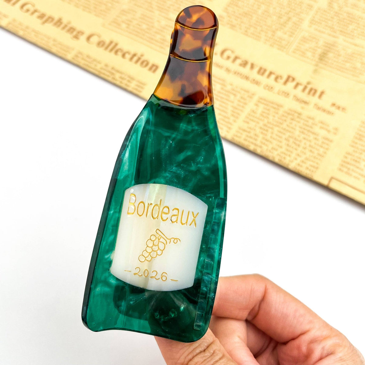 Wine Bottle-Shaped Hair Claw Clip - Abigail Fox Designs Nantucket
