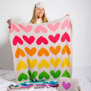 100% Cotton Rainbow Heart Blanket Set - Abigail Fox Designs